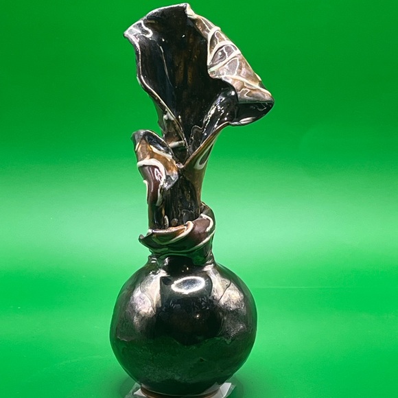 Unique Black and Brown Ceramic Vase hand built, stoneware Artist, Nancy Bossert - Picture 1 of 8